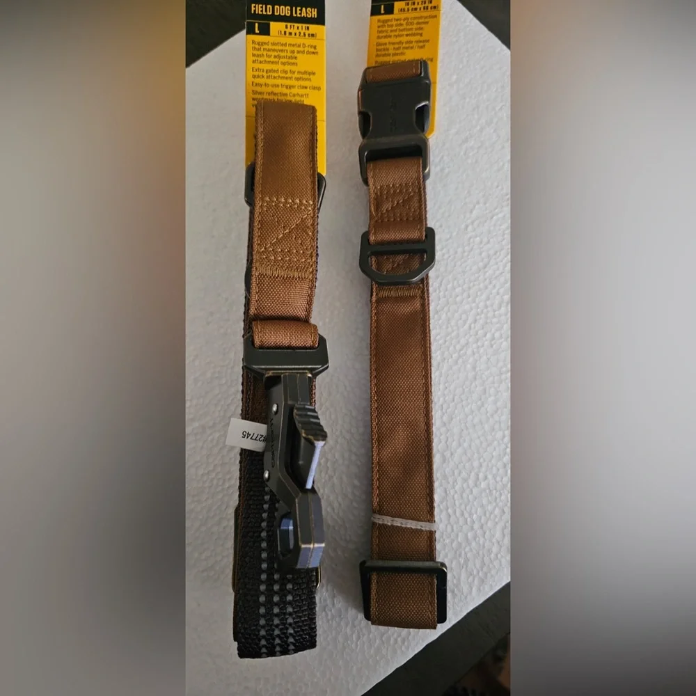 Carhartt Tan Field Dog Collar (L) and Carhartt Tan Field Leash (L)